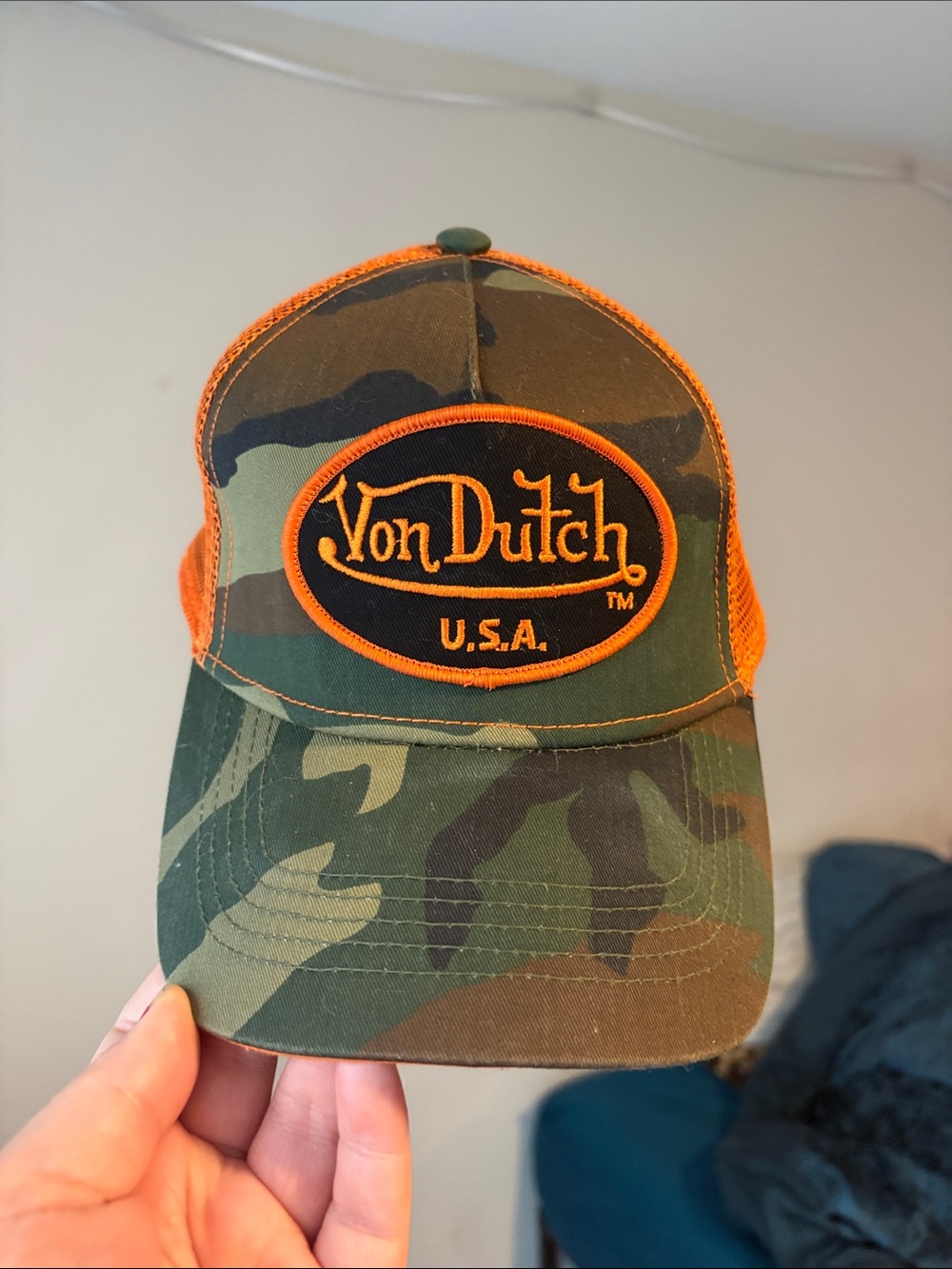 Von Dutch Camo Cap with Orange Trim